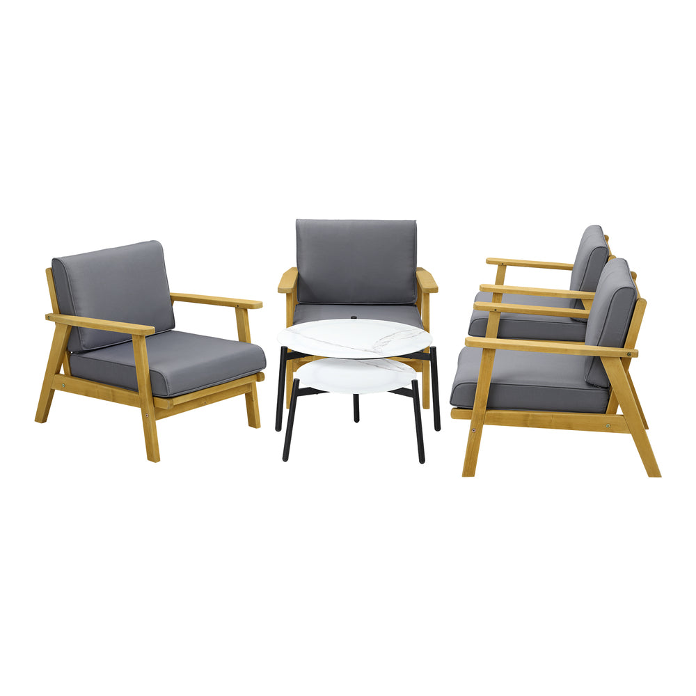 Livsip Outdoor Lounge Set 2pc White Coffee Side Table Sets with Chairs