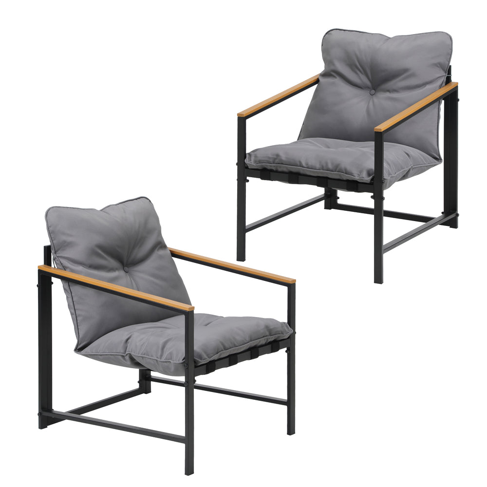 Livsip 2 Piece Outdoor Armchair Lounge Sofa Black