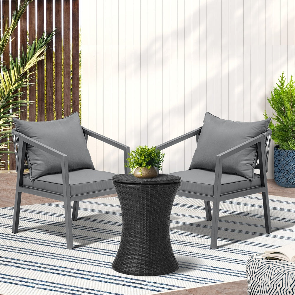 Livsip Outdoor Patio Set Ice Bucket Black Table Bistro Setting 3pcs