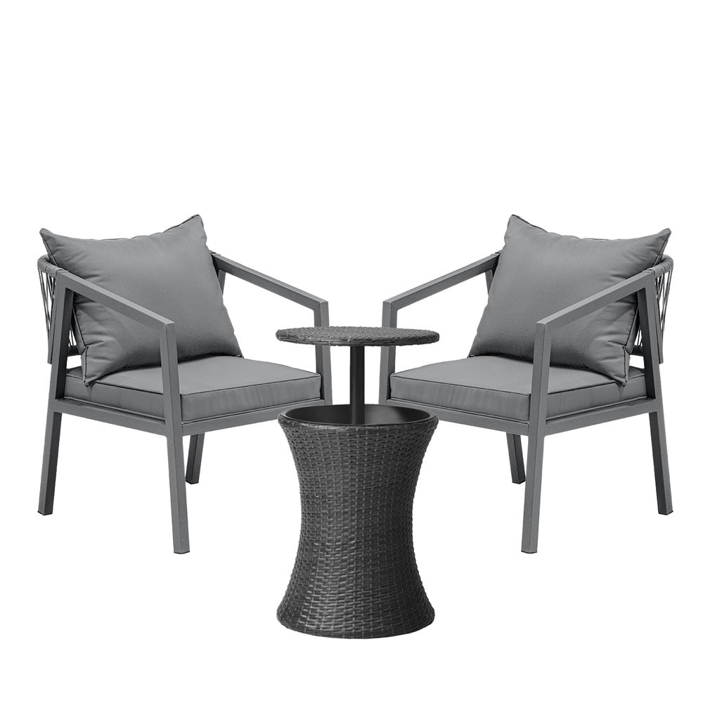Livsip Outdoor Patio Set Ice Bucket Black Table Bistro Setting 3pcs