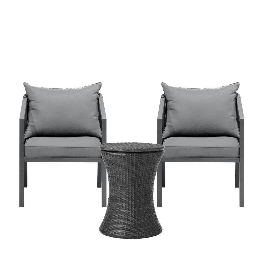 Livsip Outdoor Patio Set Ice Bucket Black Table Bistro Setting 3pcs