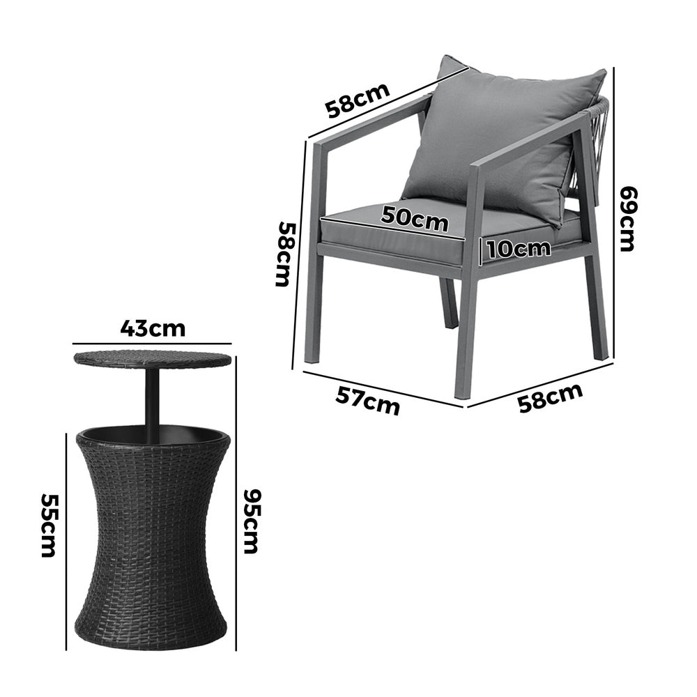 Livsip Outdoor Patio Set Ice Bucket Black Table Bistro Setting 3pcs