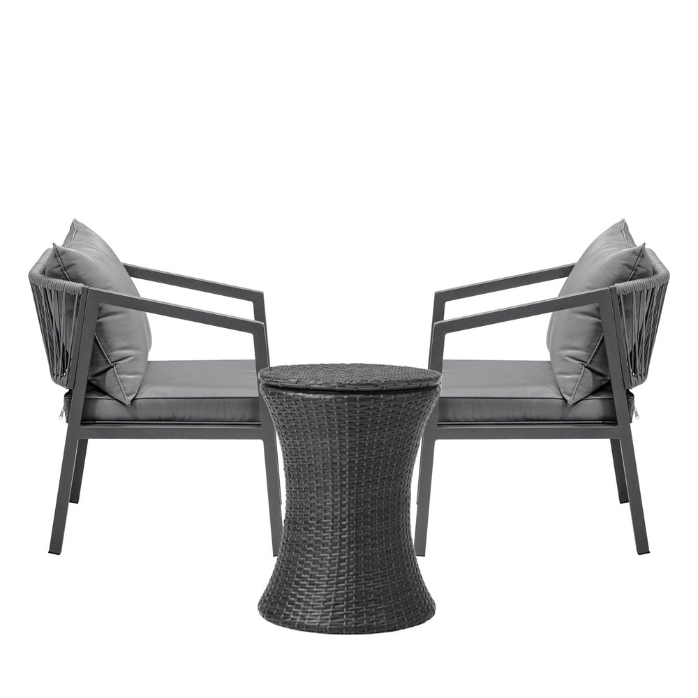Livsip Outdoor Patio Set Ice Bucket Black Table Bistro Setting 3pcs