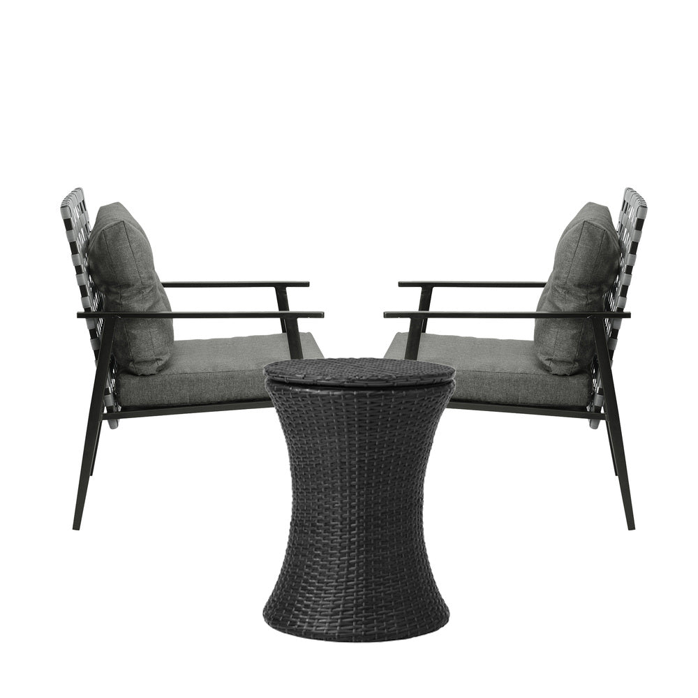 Livsip Outdoor Furniture Setting Ice Bucket Black Table 2 Seater