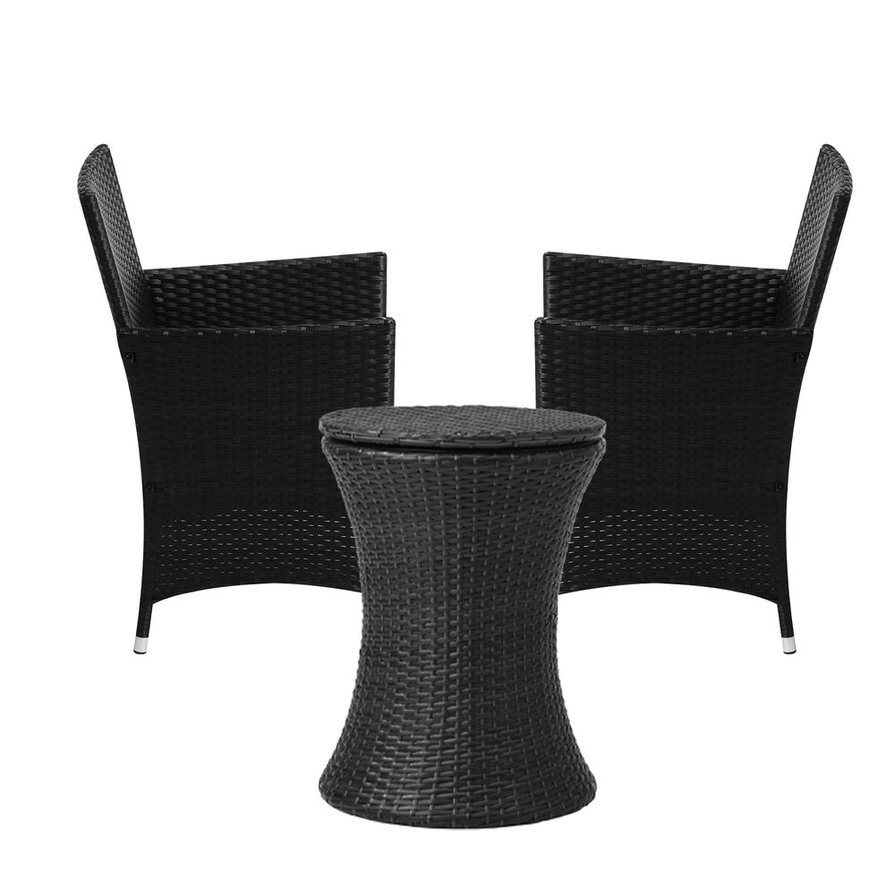 Livsip Outdoor Patio Set Ice Bucket Table Black Bistro Setting 3pcs