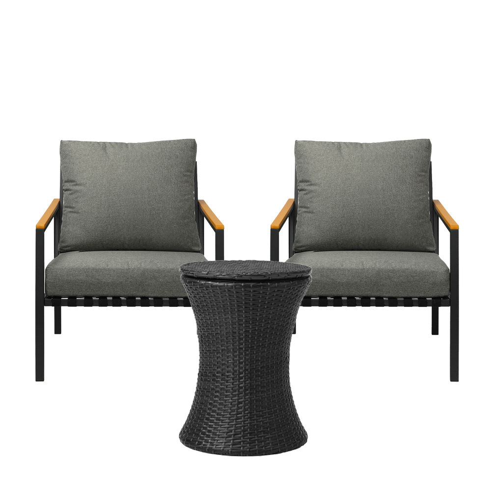 Livsip Outdoor Patio Set Ice Bucket Black Adjustable Table Sofa Set 3pcs