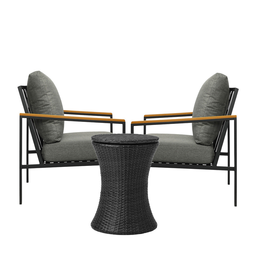 Livsip Outdoor Patio Set Ice Bucket Black Adjustable Table Sofa Set 3pcs