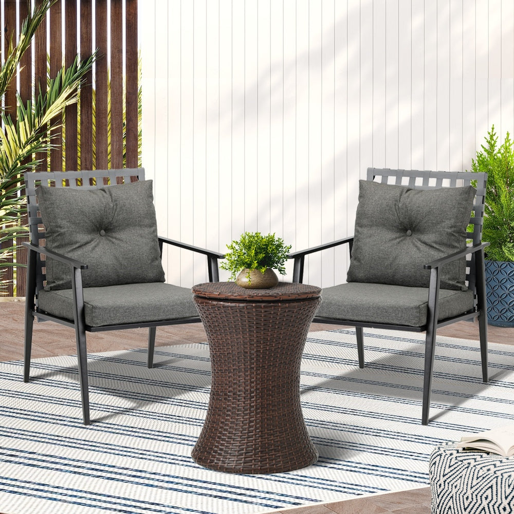 Livsip Outdoor Patio Set Ice Bucket Brown Table 2 Seater Bistro Set