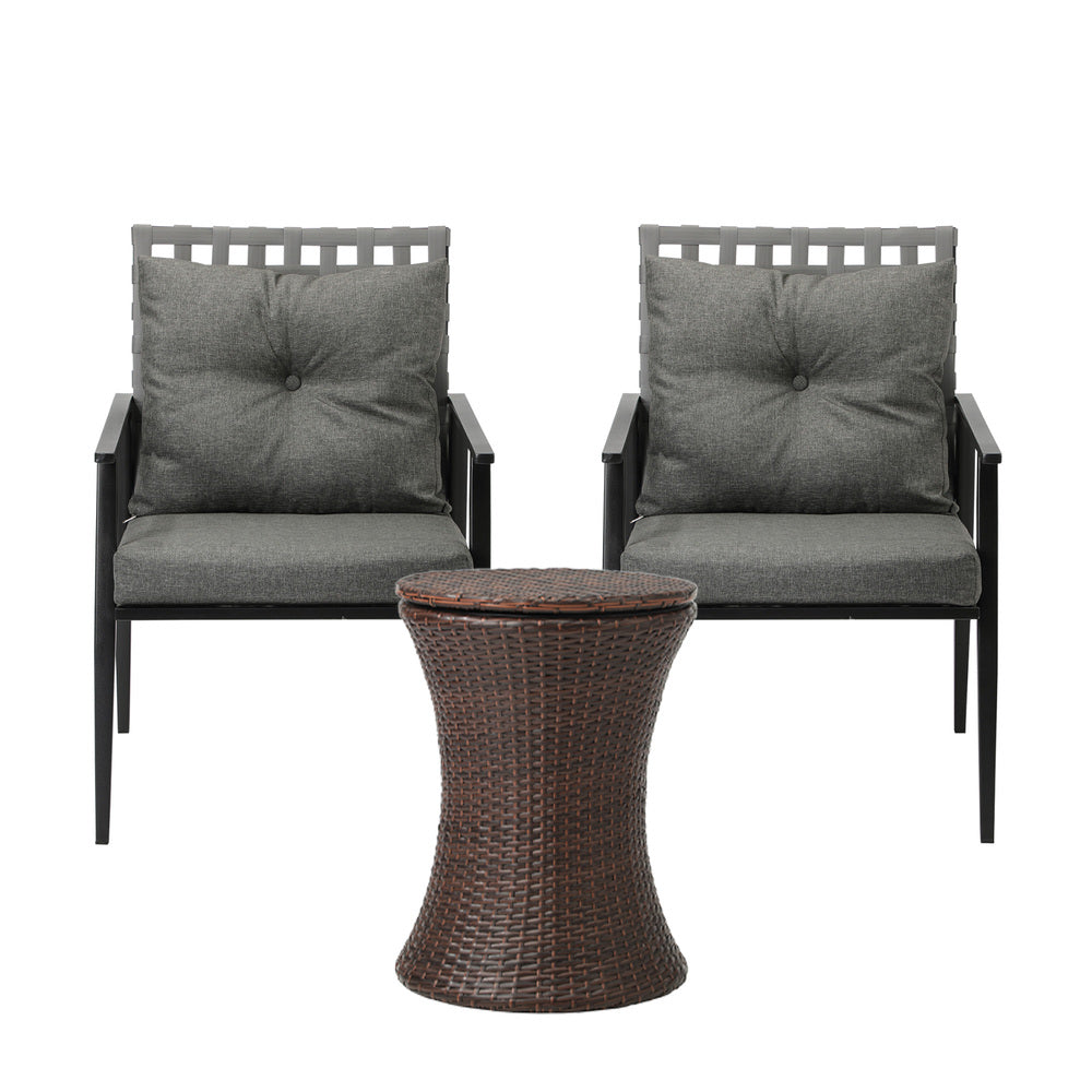 Livsip Outdoor Patio Set Ice Bucket Brown Table 2 Seater Bistro Set