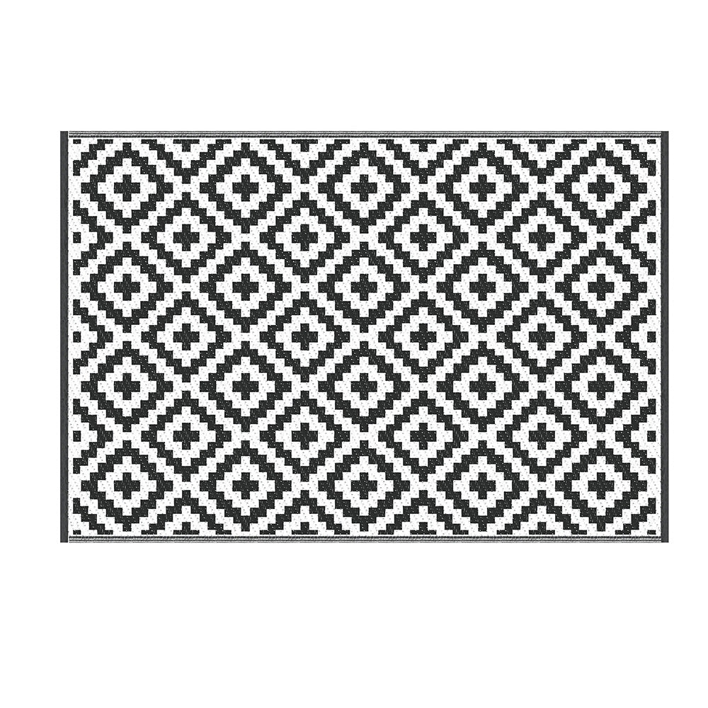 Gardeon Outdoor Rugs 120x180cm Large Carpet Reversible Area Mat PP Dual-Sided Patio Rug Cross