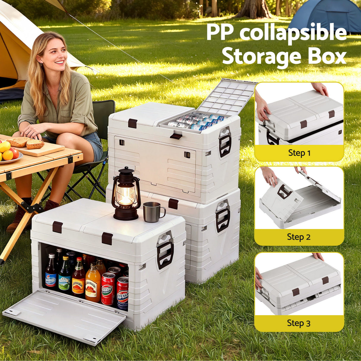 Gardeon 80L Outdoor Storage Box Foldable Camping Collapsible Bins Organizer