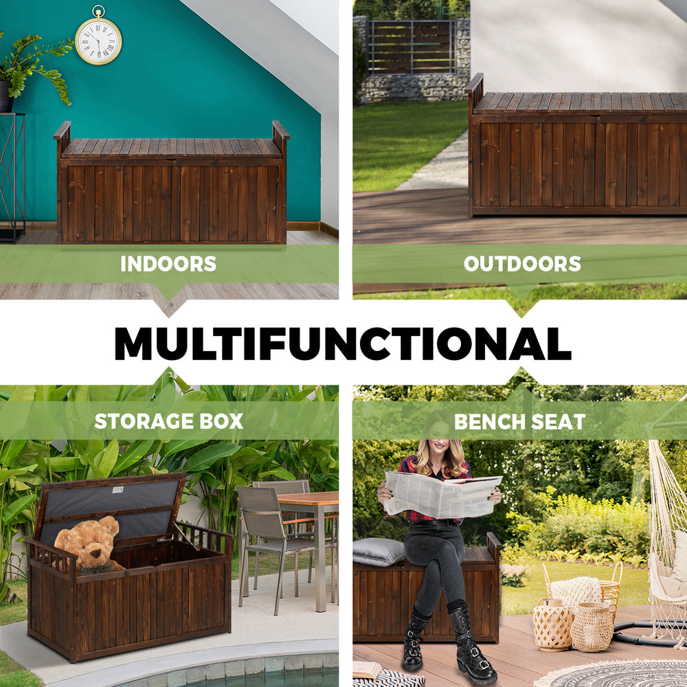 Livsip Outdoor Storage Box Garden Bench Wooden 500L Charcoal