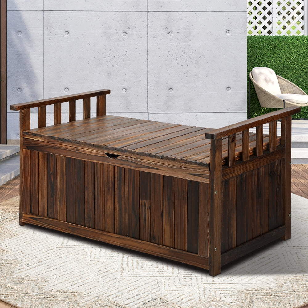 Livsip Outdoor Storage Box Wooden Garden Bench L Charcoal