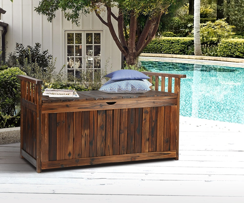 Livsip Outdoor Storage Box Wooden Garden Bench L Charcoal