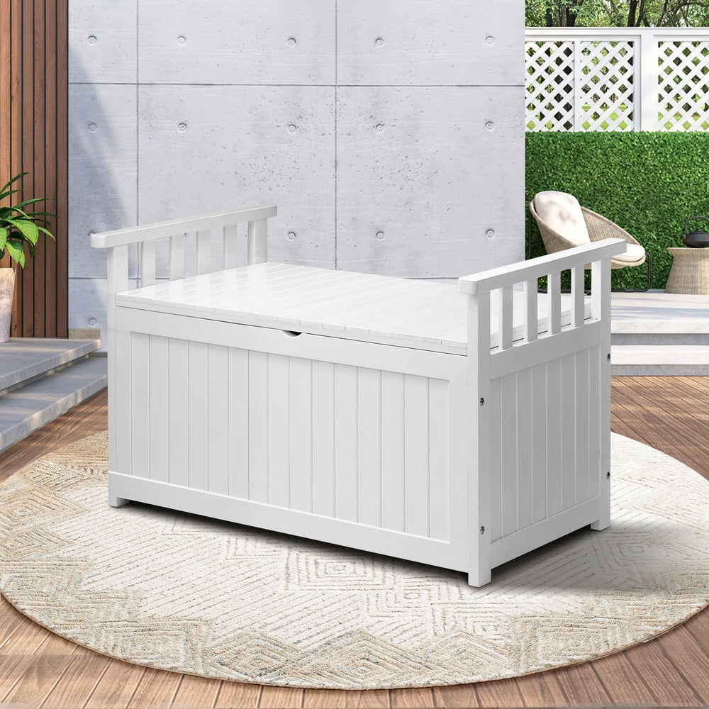Livsip Outdoor Storage Box Wooden Garden Bench L White