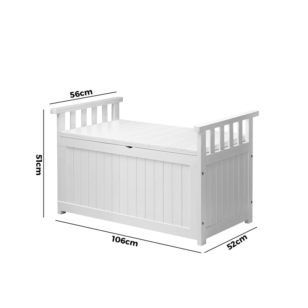 Livsip Outdoor Storage Box Wooden Garden Bench L White