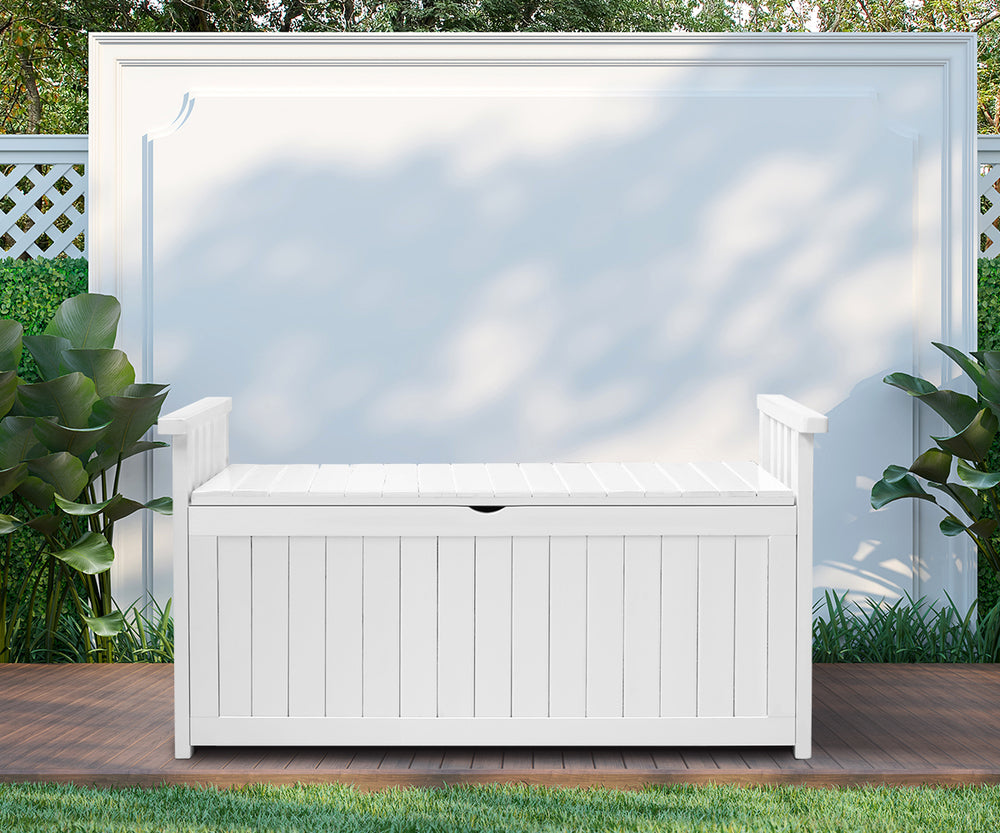 Livsip Outdoor Storage Box Wooden Garden Bench L White