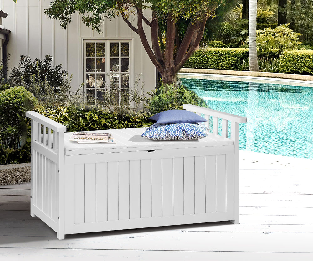 Livsip Outdoor Storage Box Wooden Garden Bench L White