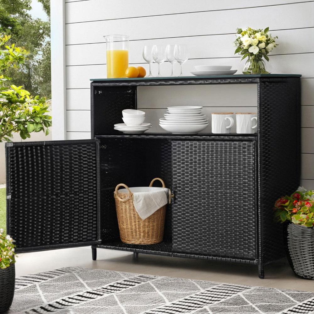 Gardeon Outdoor Storage Cabinet Box Garage Wicker Shed Tools Shelf Chest Garden