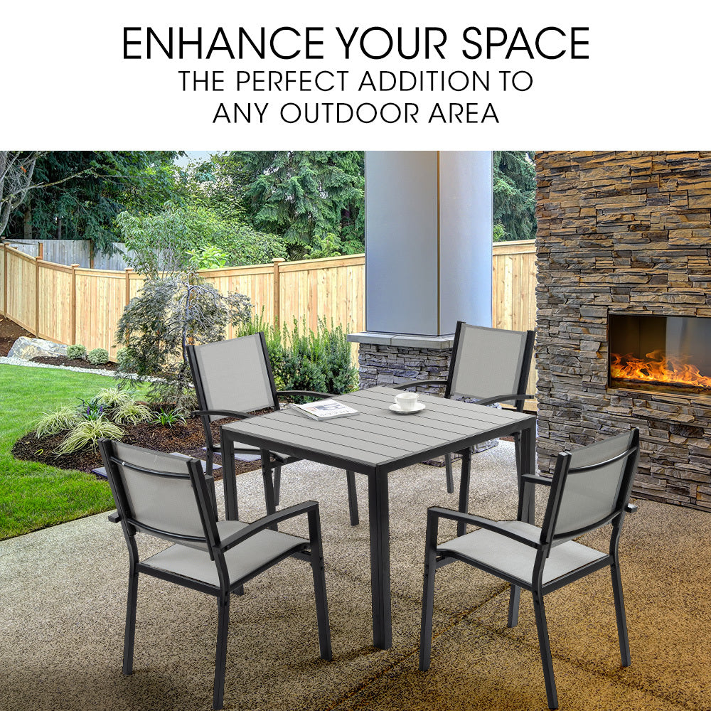 Fortia 5pc Outdoor Dining Furniture Set, 90 x 90cm Table and Chairs Setting for Outside