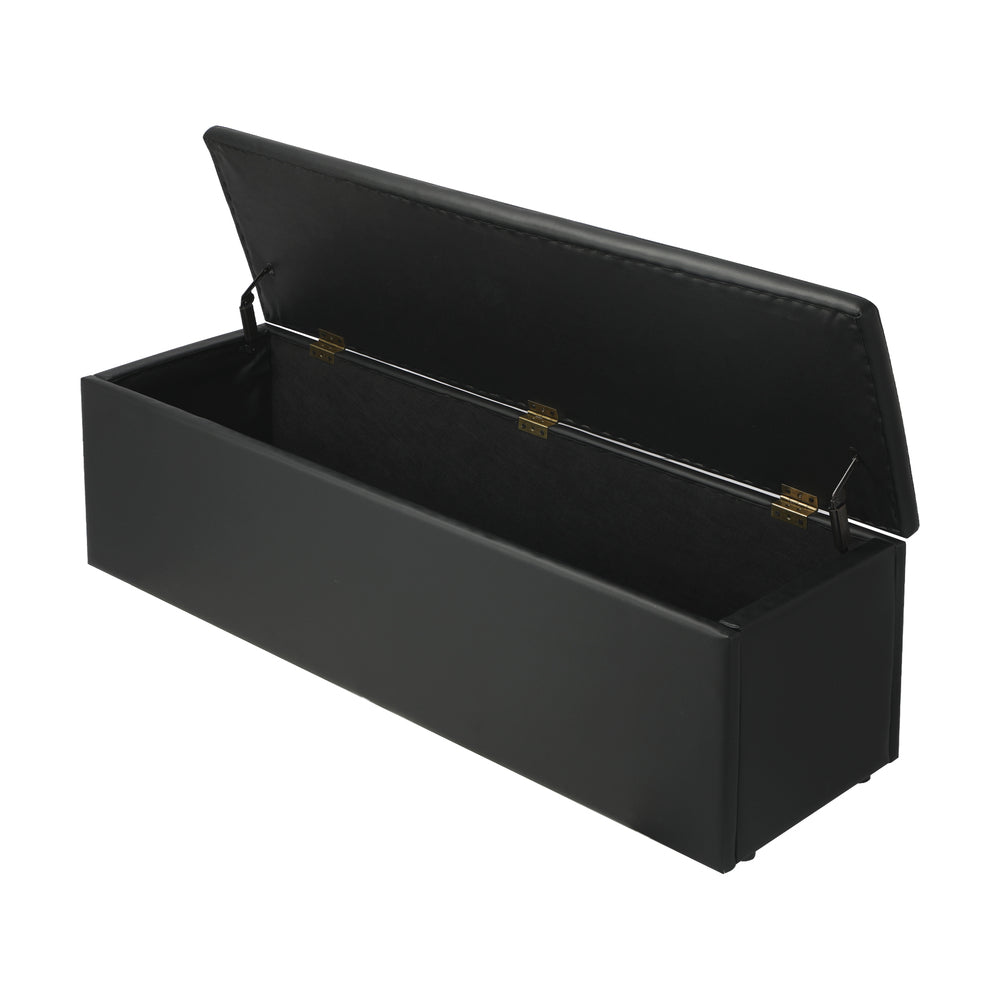 Oikiture Storage Ottoman XL PU Leather Black