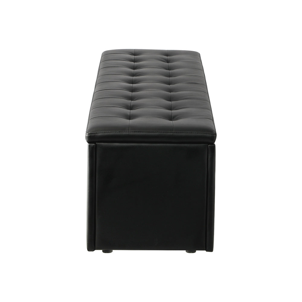 Oikiture Storage Ottoman XL PU Leather Black