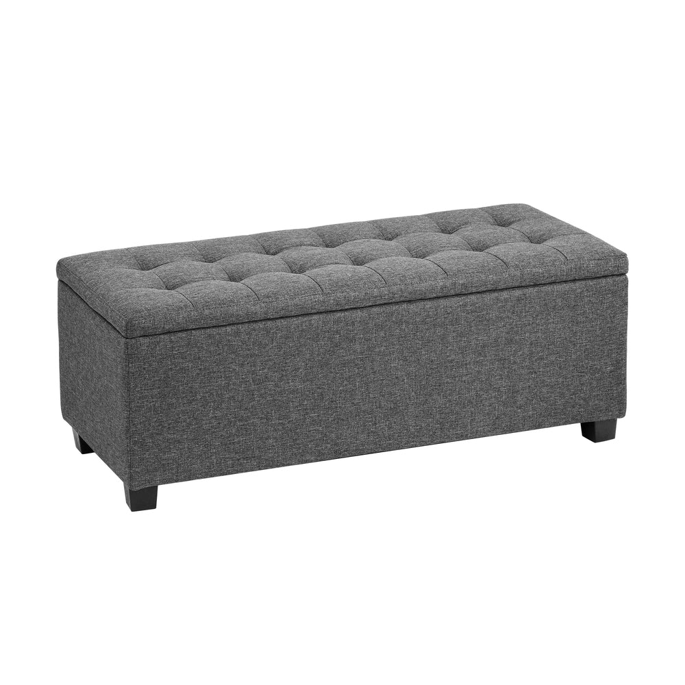 Oikiture Storage Ottoman Faux Linen Grey