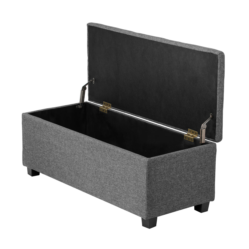 Oikiture Storage Ottoman Faux Linen Grey