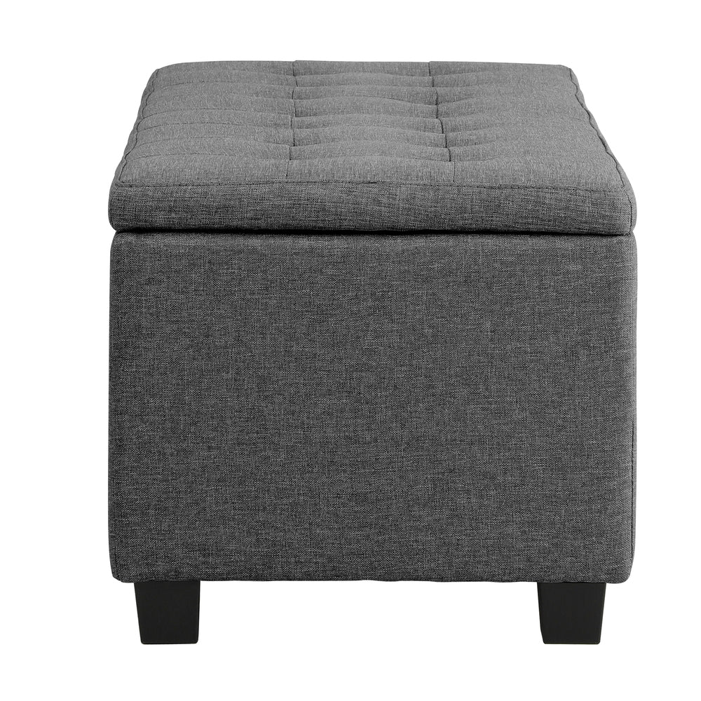 Oikiture Storage Ottoman Faux Linen Grey