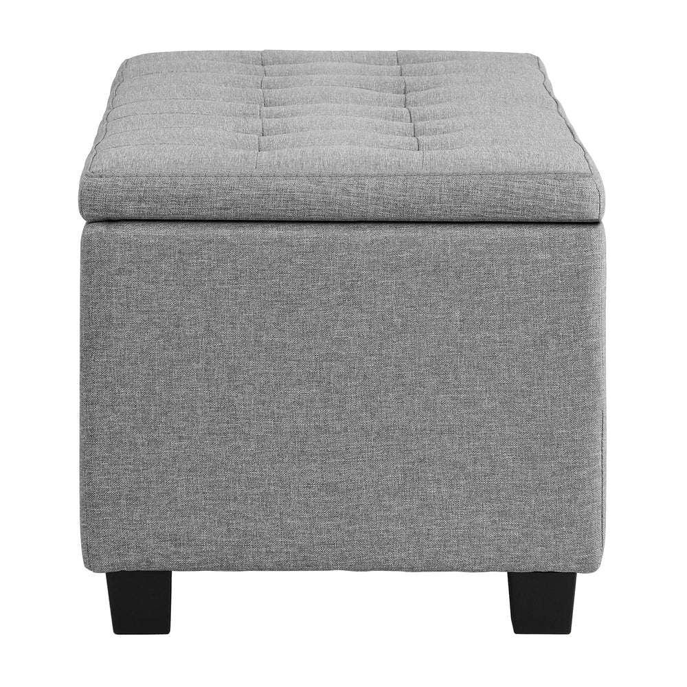 Oikiture Storage Ottoman Faux Linen Light Grey