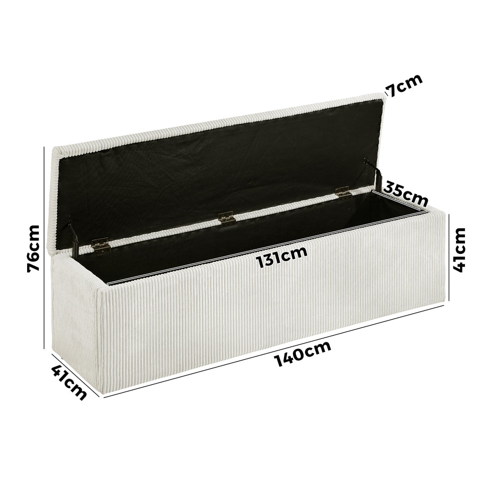 Oikiture Storage Ottoman Blanket Box XL Polyester Beige