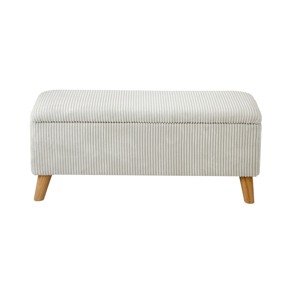 Oikiture Storage Ottoman Blanket Box LARGE Polyester Beige