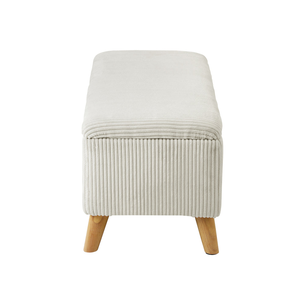 Oikiture Storage Ottoman Blanket Box LARGE Polyester Beige