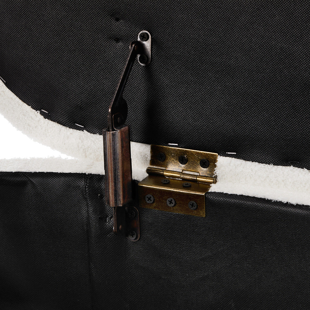 Oikiture Storage Ottoman Bench Oval Blanket Box Sherpa White