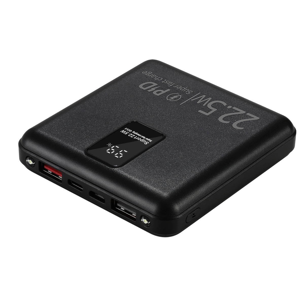 10000mAh Fast Charge Portable Power Bank with PD22.5W Quick Charging for Phones - Black