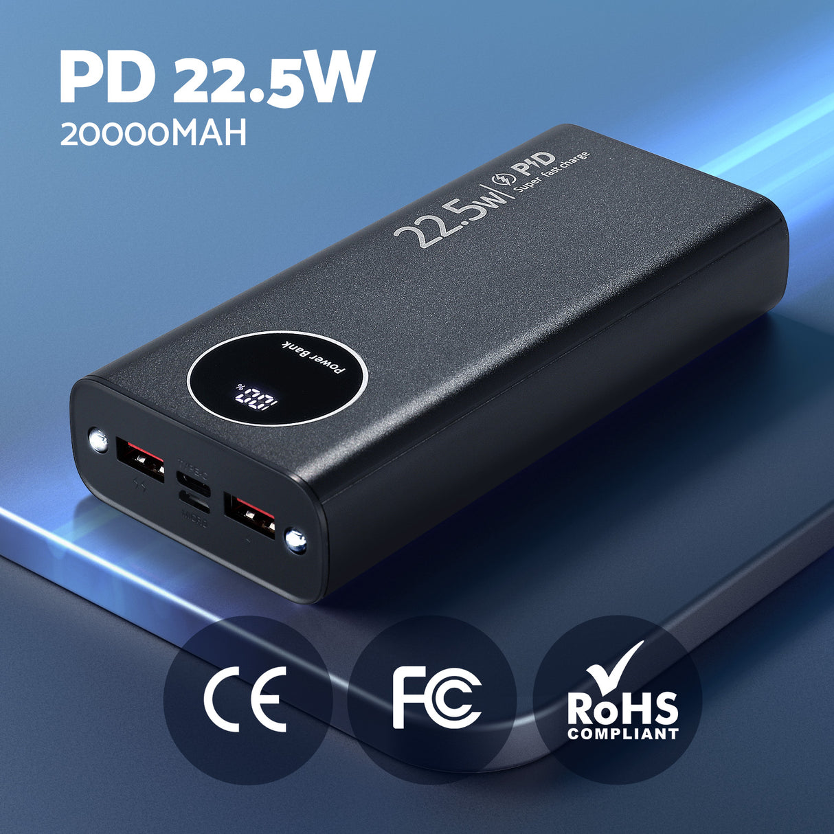 High-Capacity 20000mAh PD22.5W Fast Charging Portable Power Bank