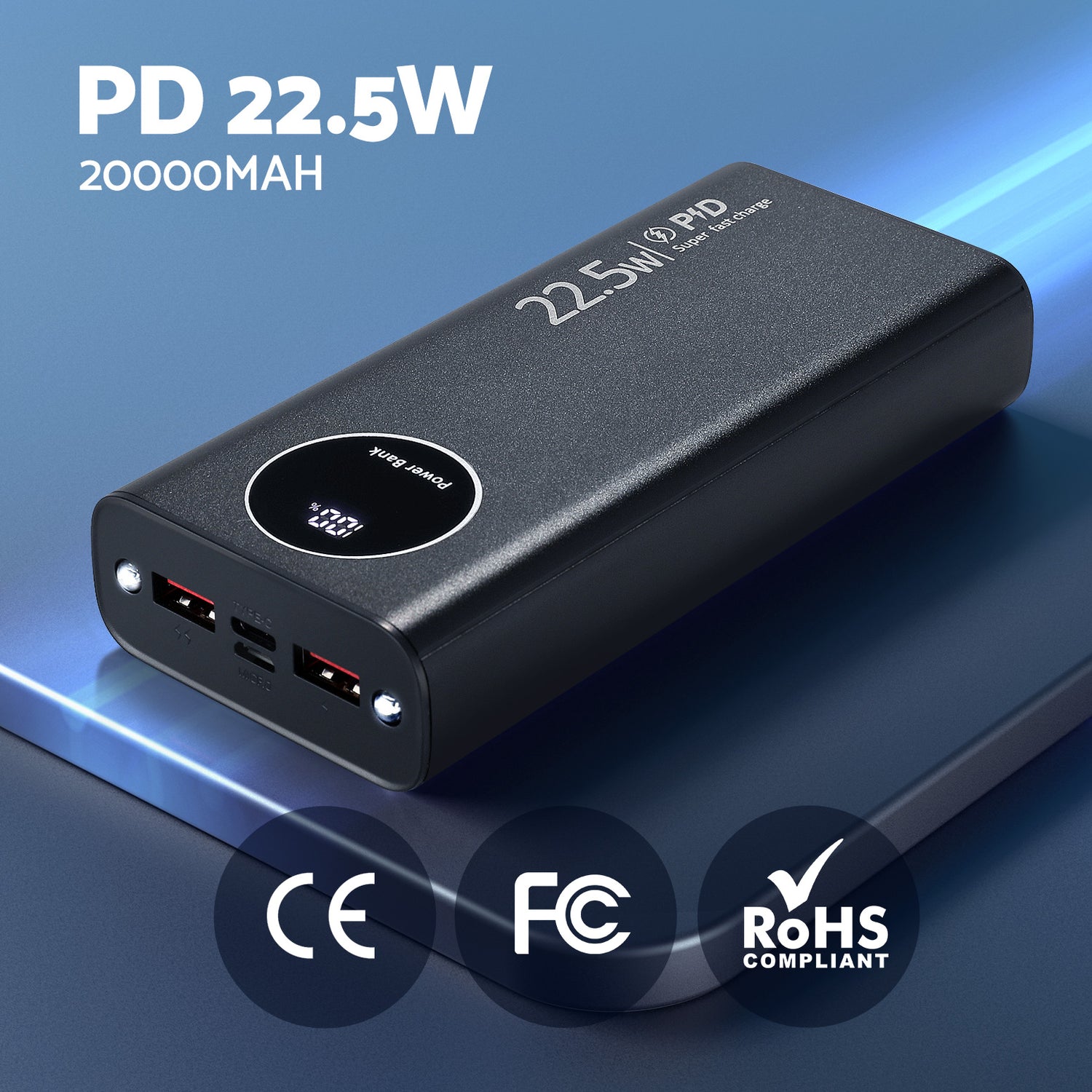 High-Capacity 20000mAh PD22.5W Fast Charging Portable Power Bank