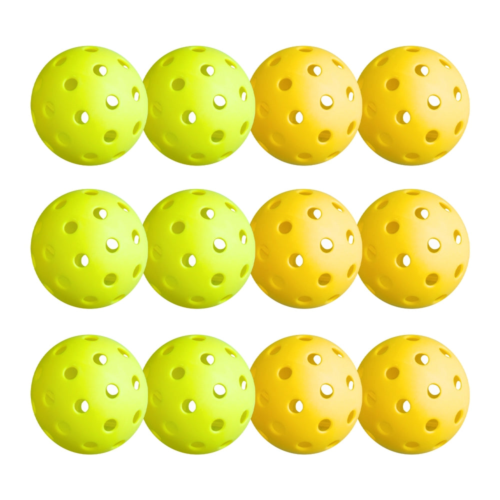 Everfit 12PC Pickleballs Set 40-Hole Design Indoor Outdoor Durable PE Balls Green/Yellow