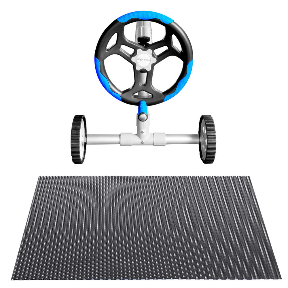 Aqua Buddy Pool Cover 600 Micron 6.5x3m w/ Roller 5.55m Black Solar Blanket