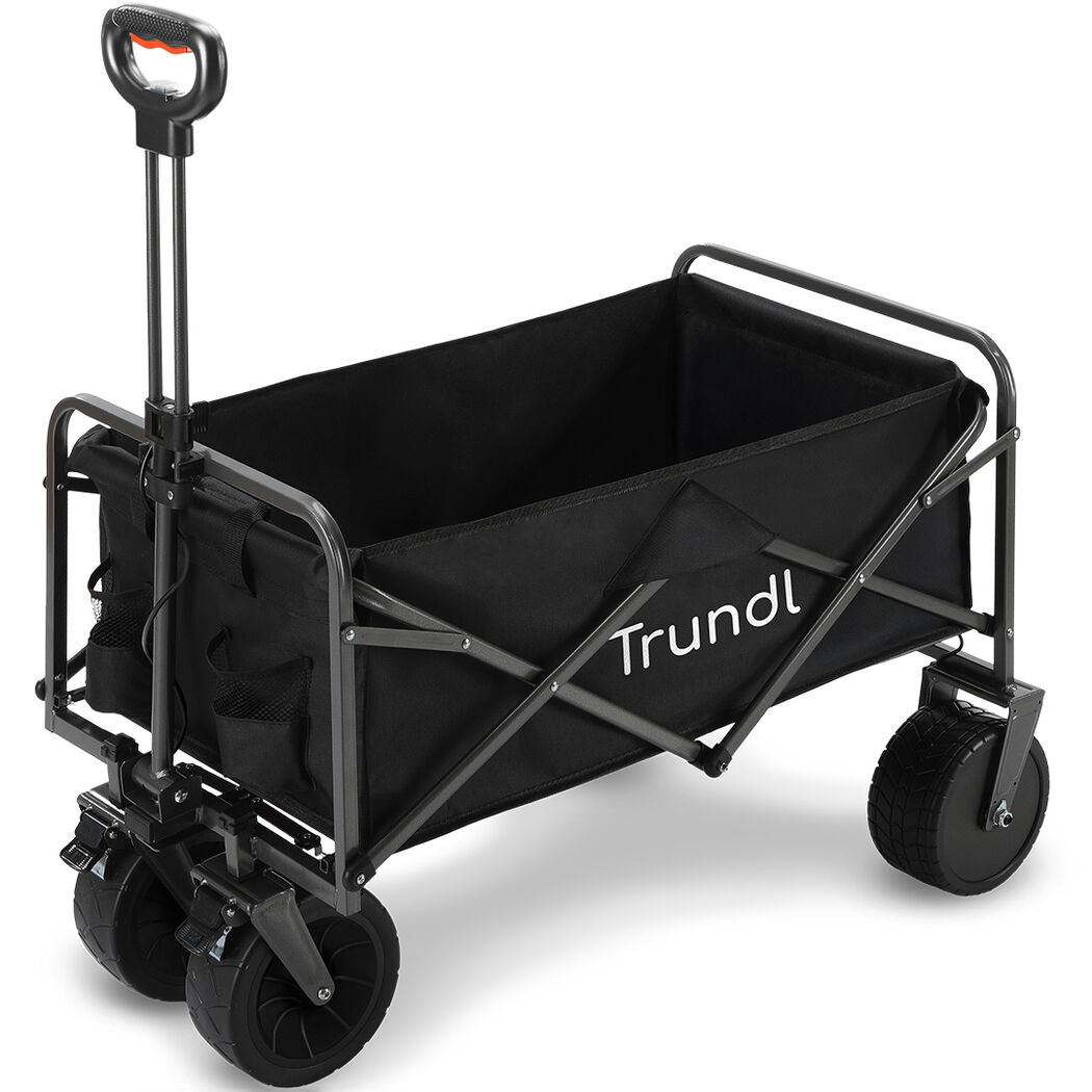 TRUNDL 106L Electric Folding Pull Cart, Powerful Easy Hill Climbing, All-terrain Wheels, Wagon for Beach Camping Shopping, Black