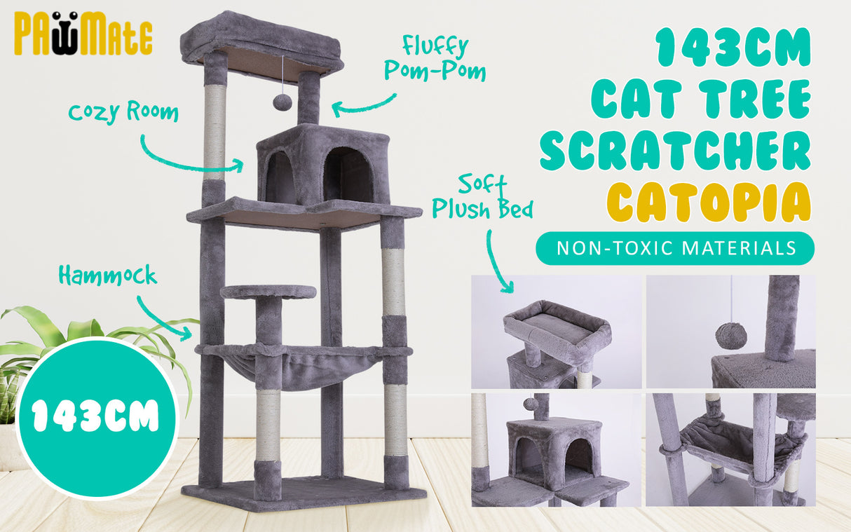 143cm Cat Tree Scratcher CATOPIA - GREY