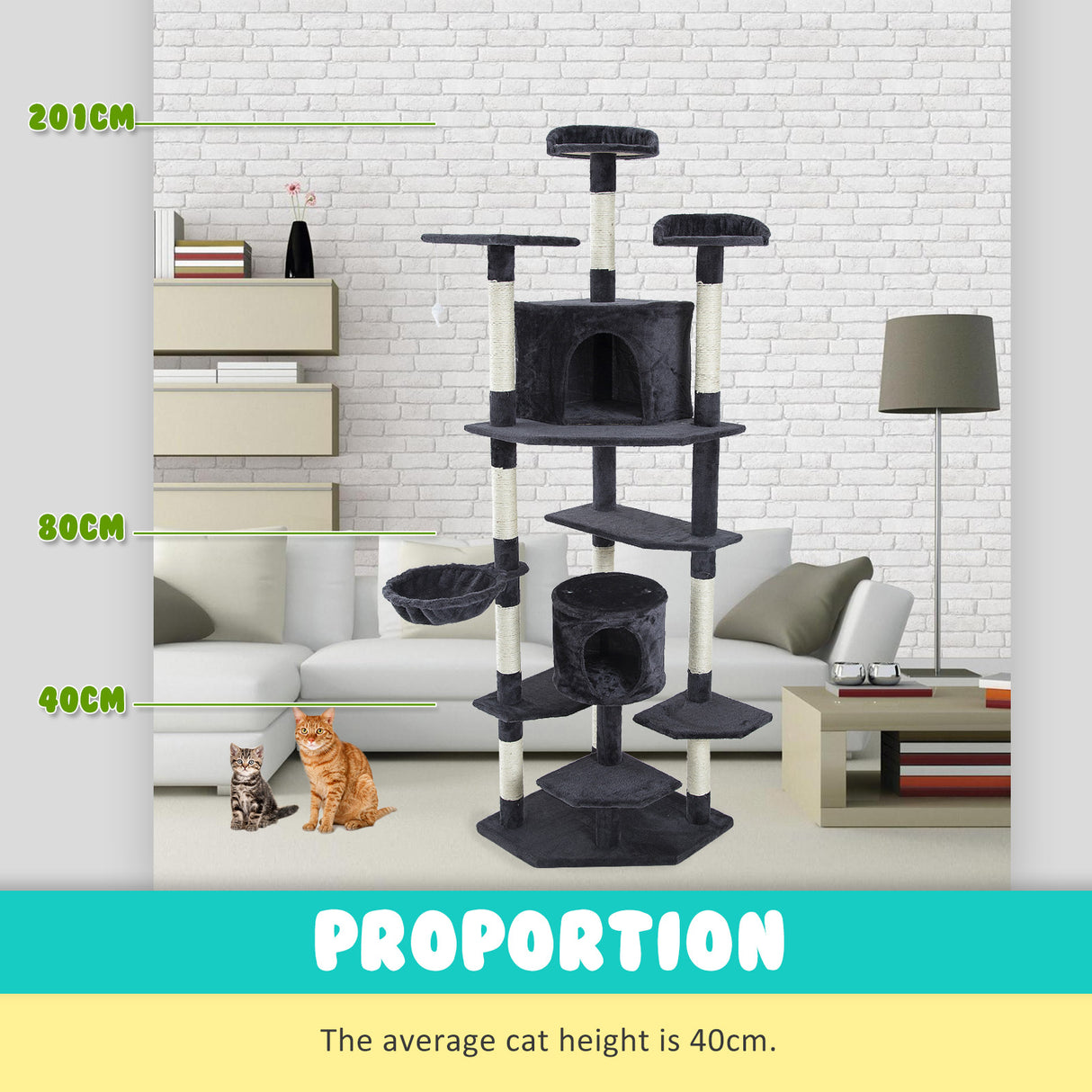 201cm Cat Tree Scratcher PARALA - GREY