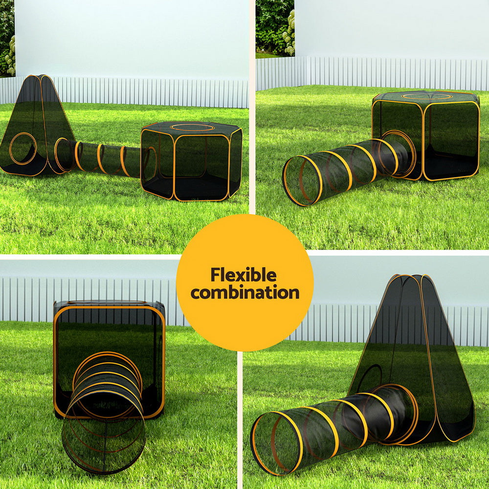 i.Pet 6-in-1 Portable Pet Playpen and Tunnel Set for Cats, Dogs, and Rabbits