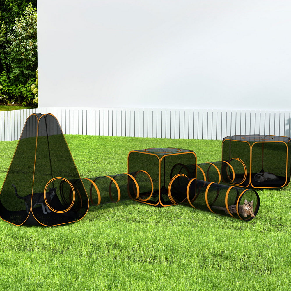 i.Pet 6-in-1 Portable Pet Playpen and Tunnel Set for Cats, Dogs, and Rabbits