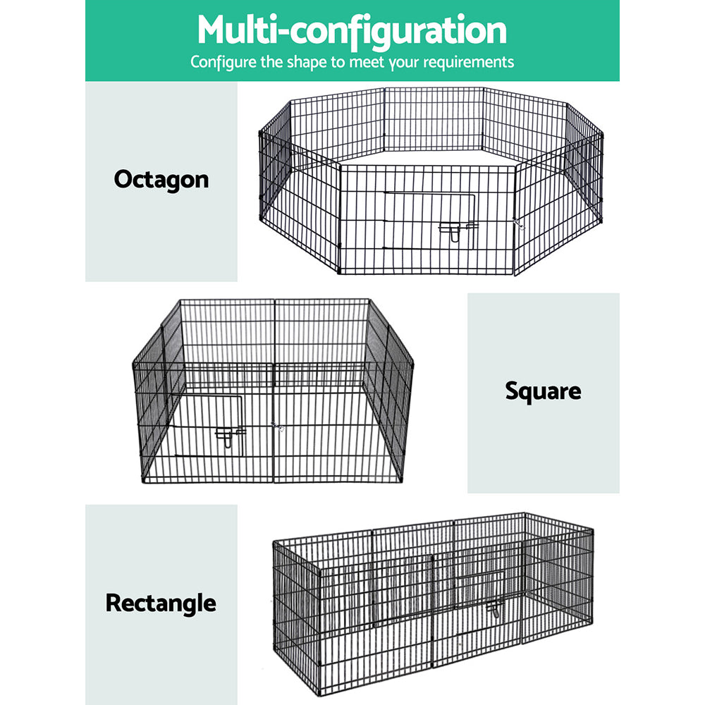 i.Pet 2x24 8 Panel Dog Playpen Pet Fence Exercise Cage Enclosure Play Pen