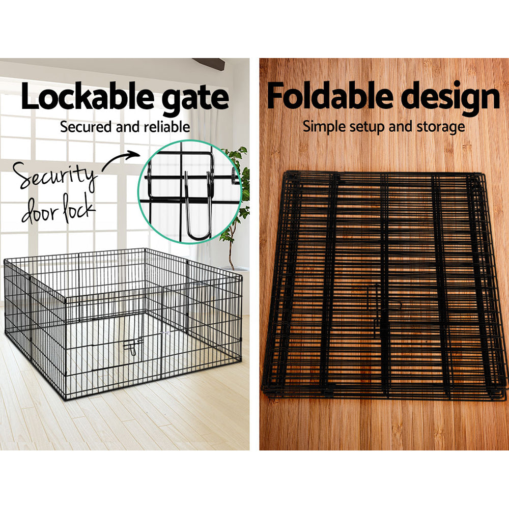i.Pet 2x24 8 Panel Dog Playpen Pet Fence Exercise Cage Enclosure Play Pen