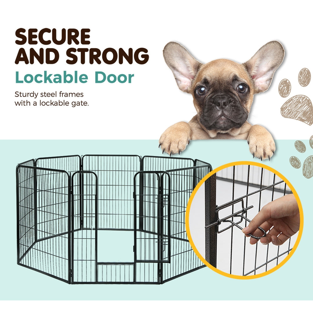 i.Pet 40 8 Panel Dog Playpen Pet Exercise Cage Enclosure Fence Play Pen