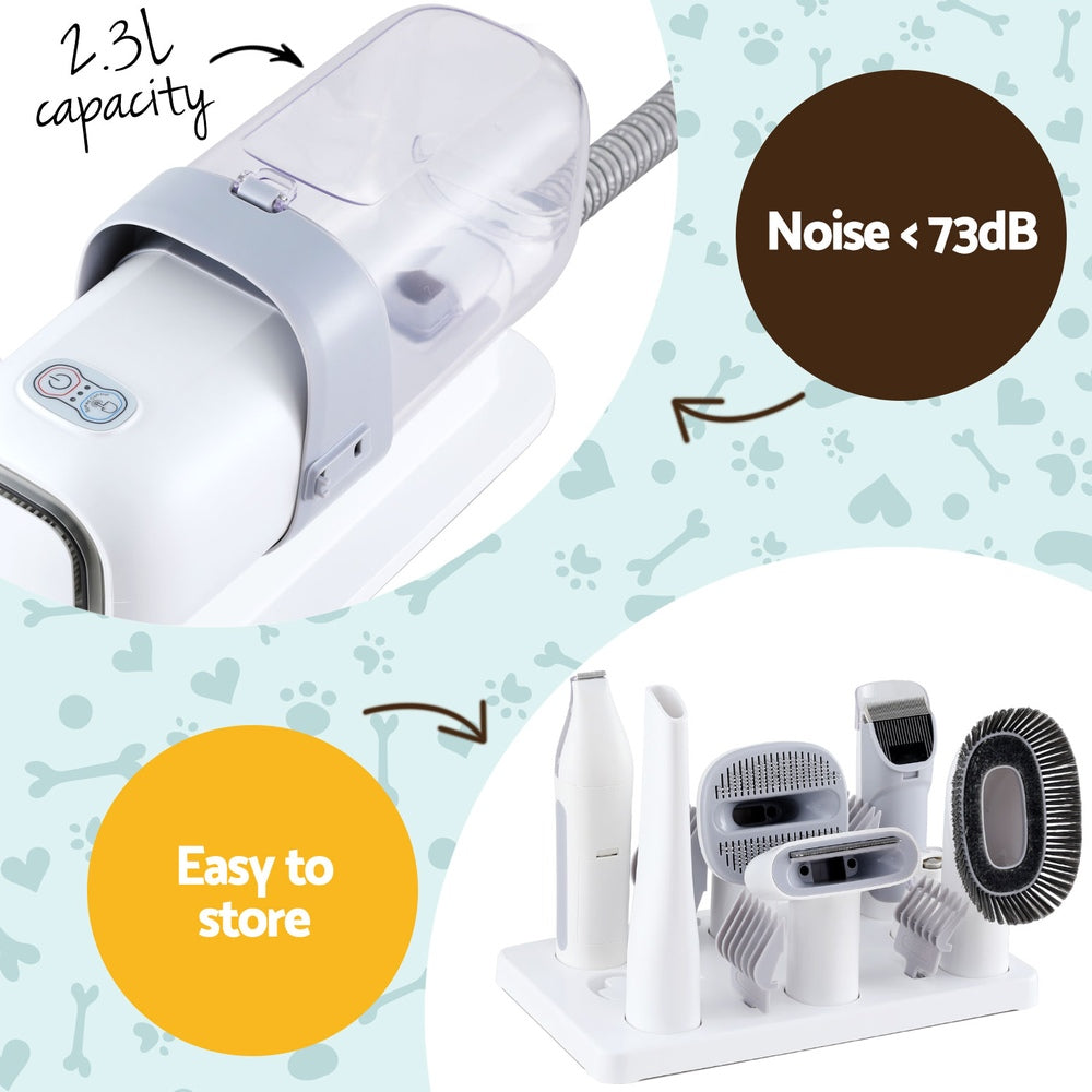 i.Pet 7-in-1 Vacuum Pet Grooming Tool with Hair Dryer, Clipper, and Brushes