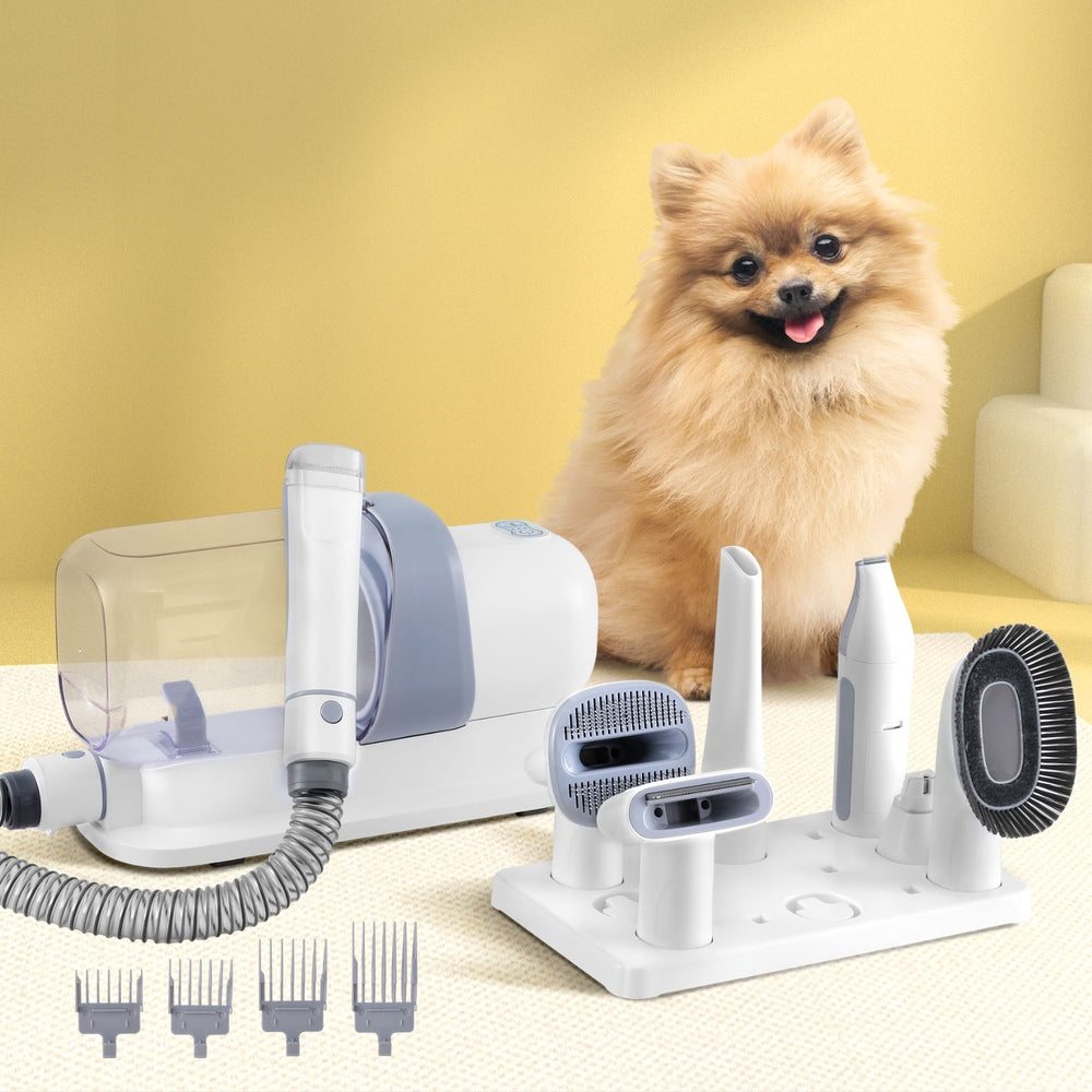 i.Pet 7-in-1 Vacuum Pet Grooming Tool with Hair Dryer, Clipper, and Brushes
