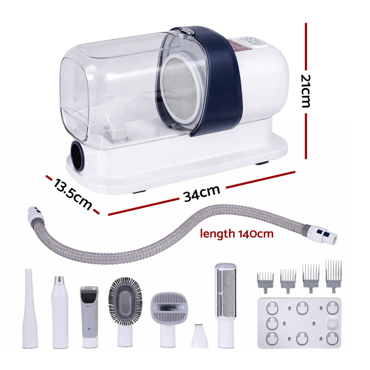 i.Pet 7-in-1 Vacuum Pet Grooming Tool with Hair Dryer, Clipper, and Brushes